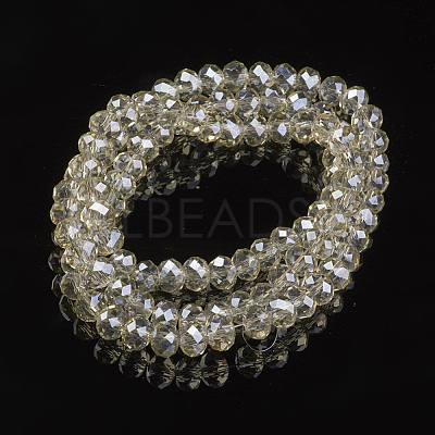 Electroplate Transparent Glass Beads Strands EGLA-A034-T6mm-Y06-1