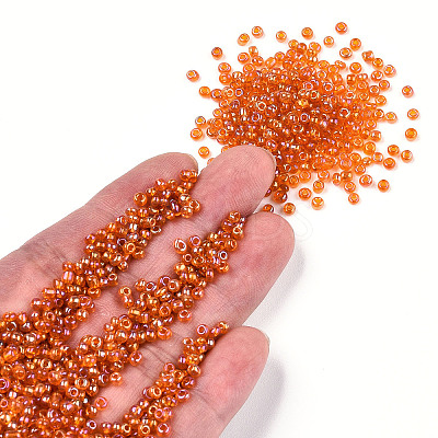 Round Transparent Colors Rainbow Glass Seed Beads X-SEED-A007-3mm-169-1
