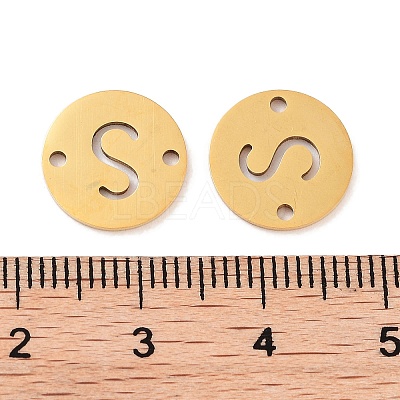 PVD Vacuum Plating 201 Stainless Steel Hollow Flat Round Links FIND-R149-03S-G-1
