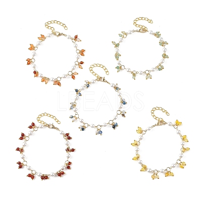 Natural Mixed Stone Faceted Round Beaded Chain Bracelets for Women BJEW-JB14248-1