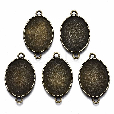 Tibetan Style Oval Alloy Cabochon Connector Settings TIBE-Q038-002B-AB-NR-1