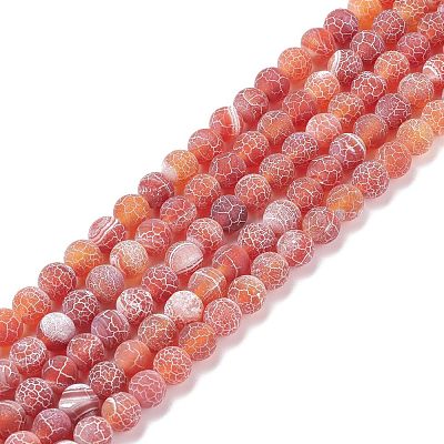 Natural & Dyed Crackle Agate Bead Strands G-T056-8mm-05-1