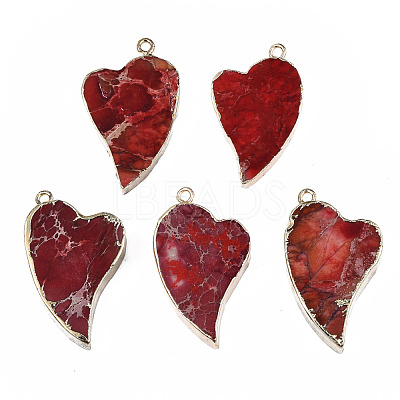 Electroplate Natural Regalite/Imperial Jasper/Sea Sediment Jasper Pendants G-T111-05-1