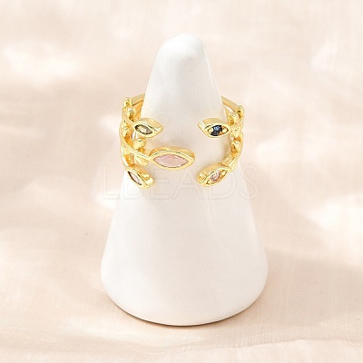 Brass Pave Cubic Zirconia Cuff Open Rings CU-CBACDF6-09G-02-1