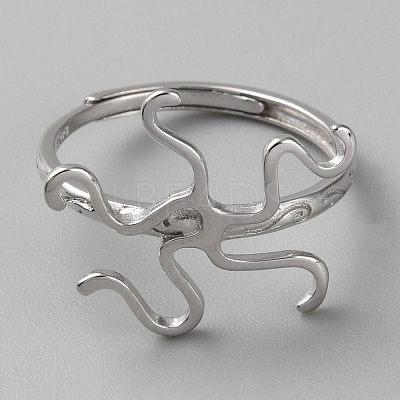 Anti-Tarnish Rhodium Plated 925 Sterling Silver Adjustable Rings Base STER-WH0011-27P-1
