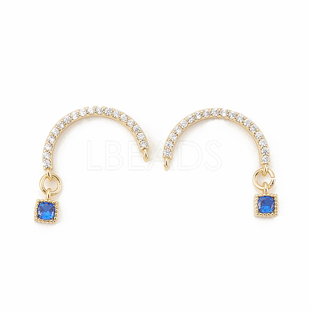 Brass Micro Pave Cubic Zirconia Stud Crawler Earrings X-EJEW-R010-04A-1