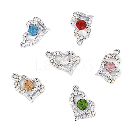 6Pcs 6 Colors Alloy Rhinestone Pendants FIND-TA0003-05-1