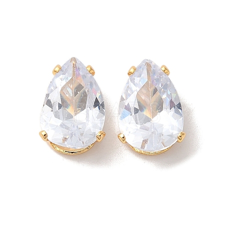 Brass Clear Cubic Zirconia Cabochons STAS-M294-30D-1
