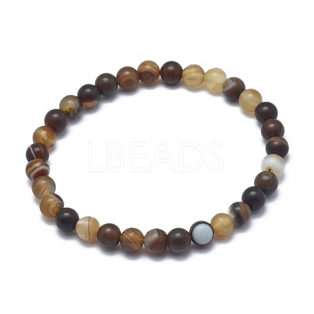 Natural Banded Agate/Striped Agate Bead Stretch Bracelets BJEW-K212-B-003-1
