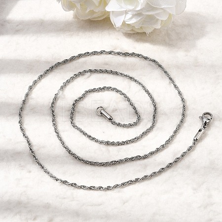 2MM Unisex 304 Stainless Steel Rope Chain Necklaces NJEW-P395-16P-1