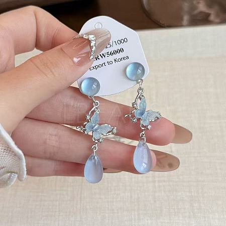 Alloy & Glass Teardrop Stud Earrings WGA7598-01-1