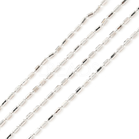 Anti-Tarnish Rhodium Plated 925 Sterling Silver Oval Ball Chains STER-F052-02P-1