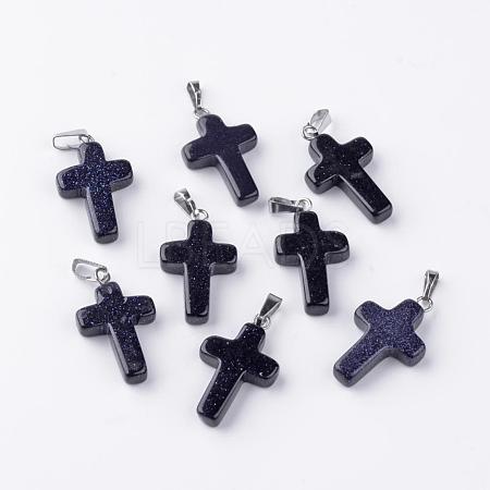 Synthetic Blue Goldstone Pendants G-J354-03-1