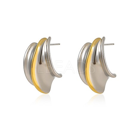 304 Stainless Steel Two Tone Stud Earrings FS-WG8A1D7-01-1