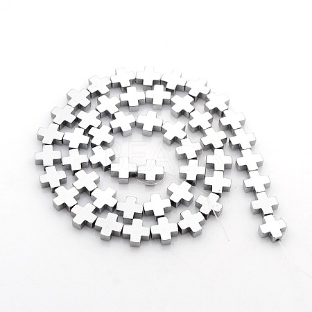 Greek Cross Electroplate Non-magnetic Synthetic Hematite Beads Strands G-P046-06A-1