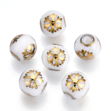 Christmas Opaque Glass Beads X-EGLA-R113-01C-1