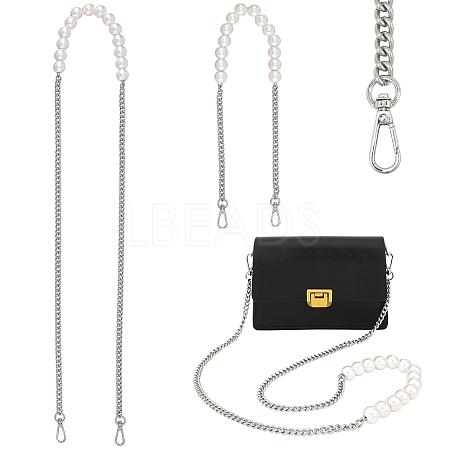 2Pcs 2 Style Plastic Imitation Pearl Beaded Bag Straps DIY-WR0002-72P-1