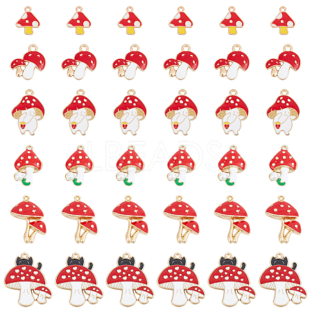 HOBBIESAY 36Pcs 6 Styles Autumn Theme Alloy Enamel Pendants ENAM-HY0003-07-1