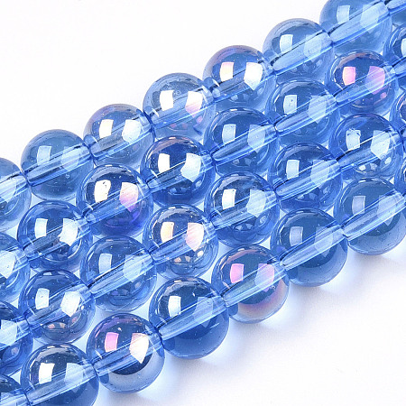 Electroplate Transparent Glass Beads Strands GLAA-T032-T8mm-AB04-1