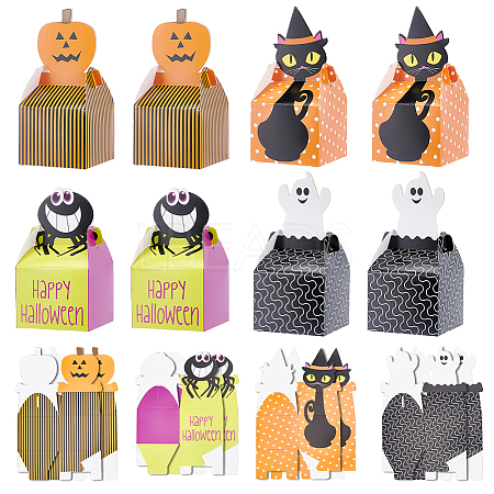 BENECREAT 32Pcs 4 Styles Halloween Themed Paper Candy Boxes CON-BC0007-04-1