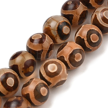 Natural Tibetan 3-Eye dZi Agate Beads Strands G-A240-A03-02-1