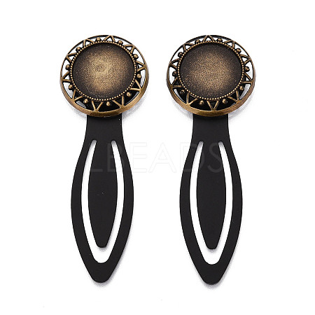Alloy & Iron Bookmark Cabochon Settings PALLOY-N184-05AB-1