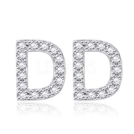 Brass Cubic Zirconia Stud Earrings EJEW-BB35118-D-1