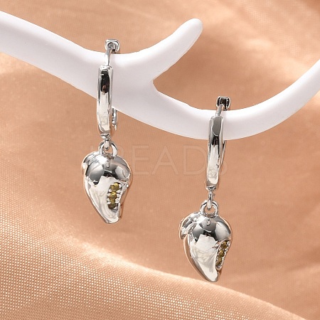 Brass Cubic Zirconia Hoop Earrings EJEW-Q015-01P-F-1