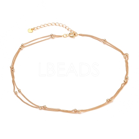 Brass Curb Chains Double Layer Necklaces NJEW-JN03122-1