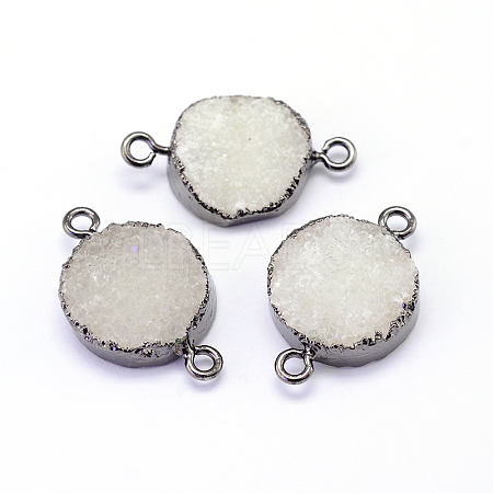 Natural Drusy Agate Flat Round Links connectors G-P090-19-1