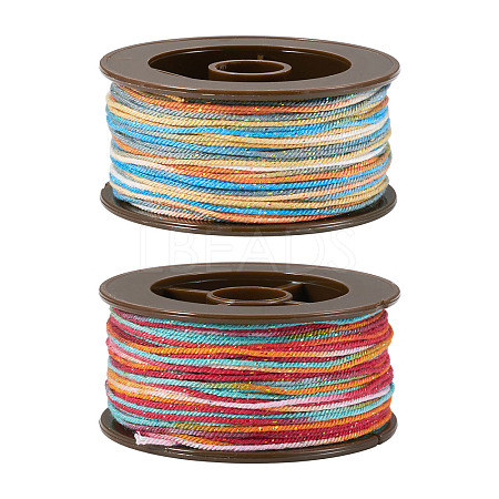 2 Rolls 2 Colors Segment Dyed Round Polyester Twisted Cords OCOR-TA0003-65B-1