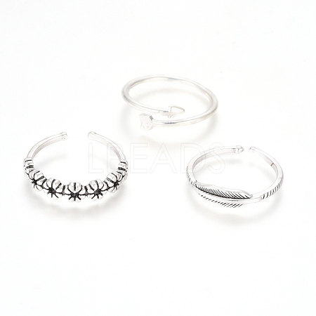 Adjustable Brass Stackable Finger Ring Sets RJEW-G100-01-1