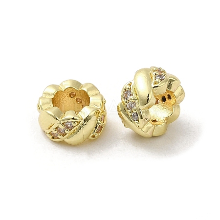 Rack Plating Brass Micro Pave Cubic Zirconia European Beads KK-F866-10G-1