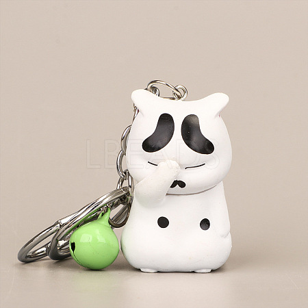 Cute Face Covering Cat Resin Pendant Keychain ANIM-PW0001-021A-1