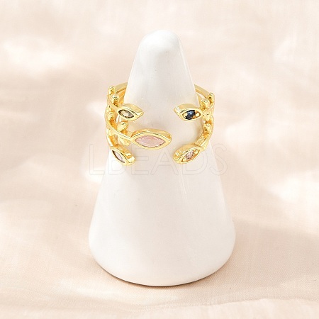Brass Pave Cubic Zirconia Cuff Open Rings CU-CBACDF6-09G-02-1