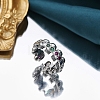 Brass Rhinestones Skull Open Cuff Rings for Unisex PW-WGC11C2-01-2