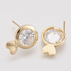 Brass Cubic Zirconia Stud Earrings KK-T029-114G-2