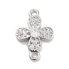 Brass Pave Clear Cubic Zirconia Flower Links Connector Charms KK-Z061-02P-02-1