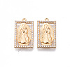 Brass Micro Pave Clear Cubic Zirconia Pendants KK-N232-173G-NF-1