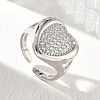 Brass Micro Pave Cubic Zirconia Cuff Open Rings for Women CU-CBA760A-13C-P-2
