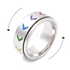 304 Stainless Steel Rainbow Heart Spinner Ring RJEW-C019-03P-2