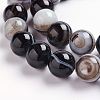 Natural Black Striped Agate/Banded Agate Beads Strands G-J359-01-8mm-3