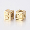 304 Stainless Steel Large Hole Letter European Beads X-STAS-H428-01G-R-2