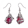 Gemstone Dragon Dangle Earrings EJEW-A092-06P-3