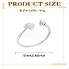 1Pc Letter Brass Rhinestone Open Cuff Rings for Women AJEW-LP0004-47B-S-2