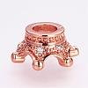 Brass Micro Pave Cubic Zirconia European Beads ZIRC-G099-25RG-2