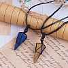 Natural Tiger Eye Cone Braided Pendant Necklace NJEW-SZ0001-59C-4