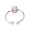 Natural Amethyst Open Cuff Ring RJEW-M166-04P-C-3