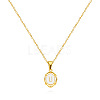 304 Stainless Steel Enamel White Oval with Letter Pendant Necklaces for Men Women FS-WG94BAB-21-1