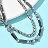 Natural Sodalite & Non-magnetic Synthetic Hematite Beaded Multi-strand BJEW-Z148-05P-01-4